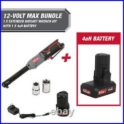 12-Volt Cordless Extended Ratchet Wrench Plus 4 Ah Battery 3/8-inch Impact Drive