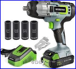 20V Cordless Impact Wrench 1/2-inch 320 Ft Pounds Max Torque 4Pcs Drive Impact