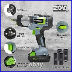 20V Cordless Impact Wrench 1/2-inch 320 Ft Pounds Max Torque 4Pcs Drive Impact