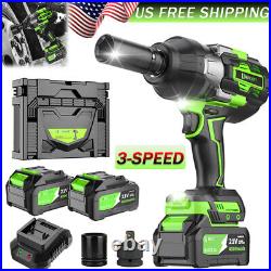 21V Cordless Impact Wrench 3/4''1600Nm High Torque Impact Gun Drill+4Ah Battery