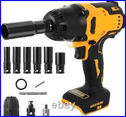 370 Ft-Lbs Cordless Impact Wrench Kit for Dewalt 20V Max Battery, 1/2 Inch 600NM