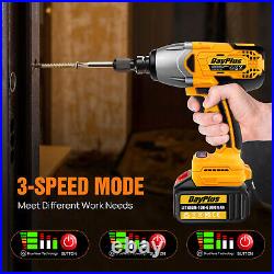 3-IN-1 36V Electric Cordless Impact Wrench Max 800Nm 1/2'' Drive Drill 2 Battery