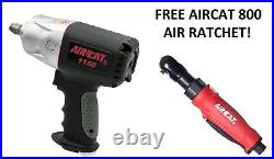 AIRCAT 1150 1/2 DRIVE IMPACT WRENCH GUN With FREE 1/4 AIR RATCHET