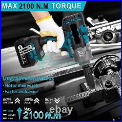 Cordless 3/4 Drive Impact Wrench Square Drive 1549ft-lb Nut-busting Torque 8.5A