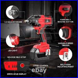 Cordless Impact Wrench 1/2 inch for Milwaukee 18V Battery, 600FT-LBS(No Battery)