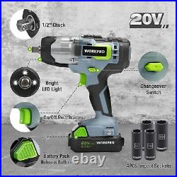 Cordless Impact Wrench 1/2-inch with 4Pcs Drive Impact Sockets 320Ft lb Max Torque