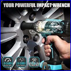 Cordless Impact Wrench 20v Impact Gun 1/2'' Drive 330 Ft/lbs Max Torque With 4 I