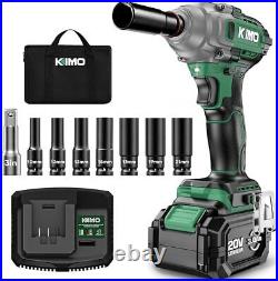 Cordless Impact Wrench 3000 RPM 1/2 Impact Gun With Battery 7 Drive Impact Sockets