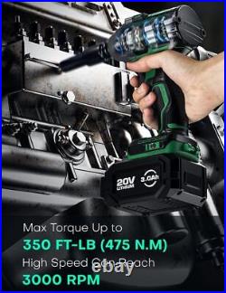 Cordless Impact Wrench 3000 RPM 1/2 Impact Gun With Battery 7 Drive Impact Sockets