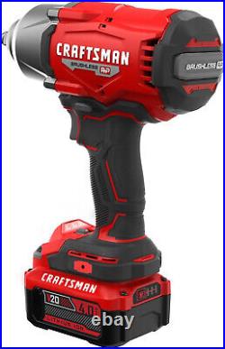 Craftsman V20 RP Impact Wrench, Cordless, Brushless, High Torque, 1/2 Inch, 4Ah