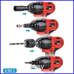 Electric Cordless Impact Wrench Gun 1/2'' Driver 1500Nm with 2 Battery Sockets Set