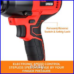 Electric Cordless Impact Wrench Gun 1/2'' Driver 1500Nm with 2 Battery Sockets Set