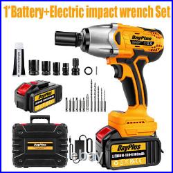 Electric Impact Wrench Drill Gun Driver Ratchet Drive Sockets + Bits Tools Set