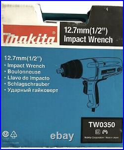 Makita 3.5amp Square Drive Impact Wrench with Detent Pin Anvil TW0350 Blue 120volt