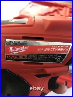 Milwaukee 2451-22 12V 3/8 Square Drive Impact Wrench Kit New