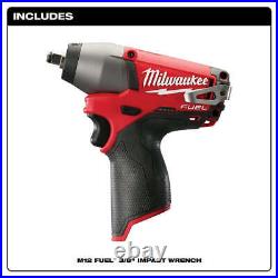 Milwaukee 2454-20 M12 FUEL 12V 3/8 Impact Wrench with Belt Clip Bare Tool