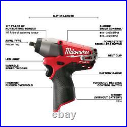 Milwaukee 2454-20 M12 FUEL 12V 3/8 Impact Wrench with Belt Clip Bare Tool