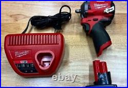Milwaukee 2554-20 M12 Compact Stubby 3/8 Drive Impact Wrench 4.0 Ah Battery Kit