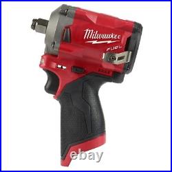 Milwaukee 2555-20 M12 FUEL Stubby 1/2 Drive Impact Wrench With Boot and Battery