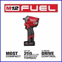 Milwaukee 2555-22 M12 FUEL Li-Ion 1/2 4-Mode Drive Stubby Impact Wrench Kit