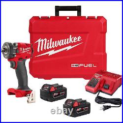 Milwaukee M18 FUEL Compact Impact Wrench Kit 1/2in Drive Pin Detent 250 ft/Lbs