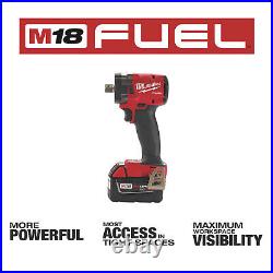 Milwaukee M18 FUEL Compact Impact Wrench Kit 1/2in Drive Pin Detent 250 ft/Lbs