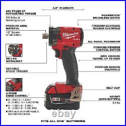 Milwaukee M18 FUEL Compact Impact Wrench Kit 1/2in Drive Pin Detent 250 ft/Lbs