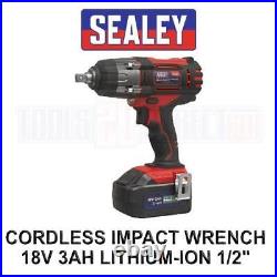 Sealey Cordless Impact Wrench 18V 3Ah Lithium-ion 1/2 Sq Drive CP400LI