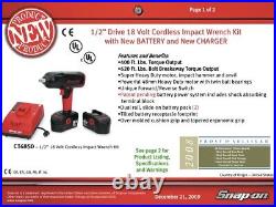 Snap-on CT6850 18V Impact Wrench Kit, 1/2 Drive, 2 Batteries/Charger/Case